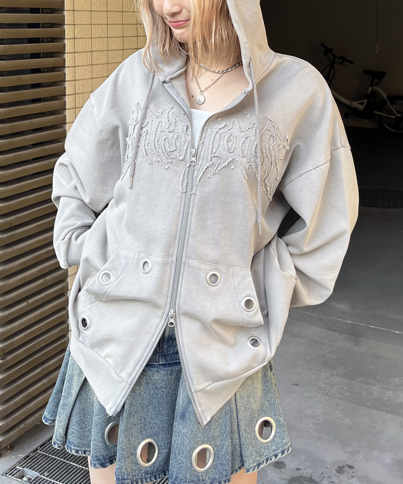 アイレットクラッシュロゴオーバーパーカー 詳細画像 グレー 14