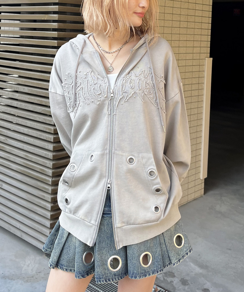 アイレットクラッシュロゴオーバーパーカー 詳細画像 グレー 16