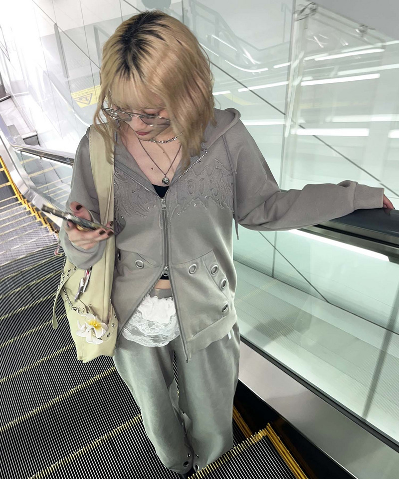 アイレットクラッシュロゴオーバーパーカー 詳細画像 グレー 19