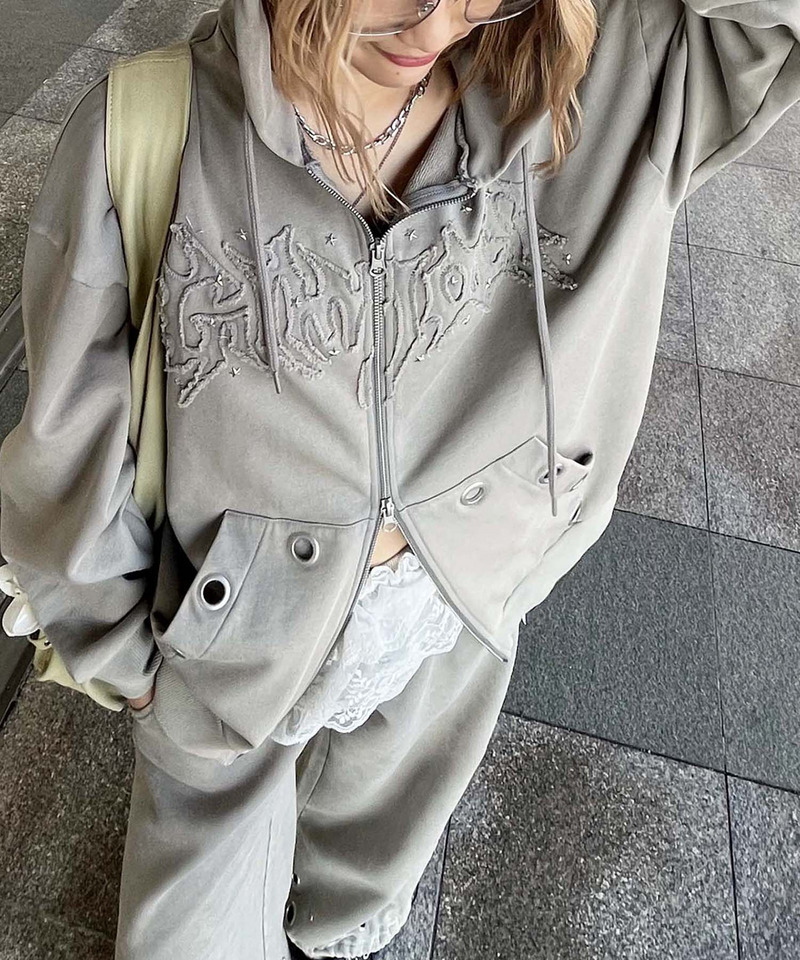 アイレットクラッシュロゴオーバーパーカー 詳細画像 グレー 20