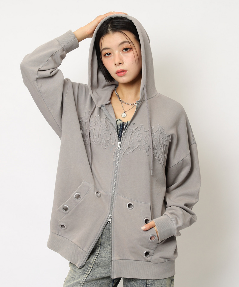 アイレットクラッシュロゴオーバーパーカー 詳細画像 グレー 22