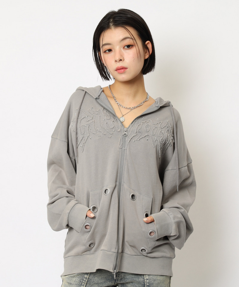 アイレットクラッシュロゴオーバーパーカー 詳細画像 グレー 23
