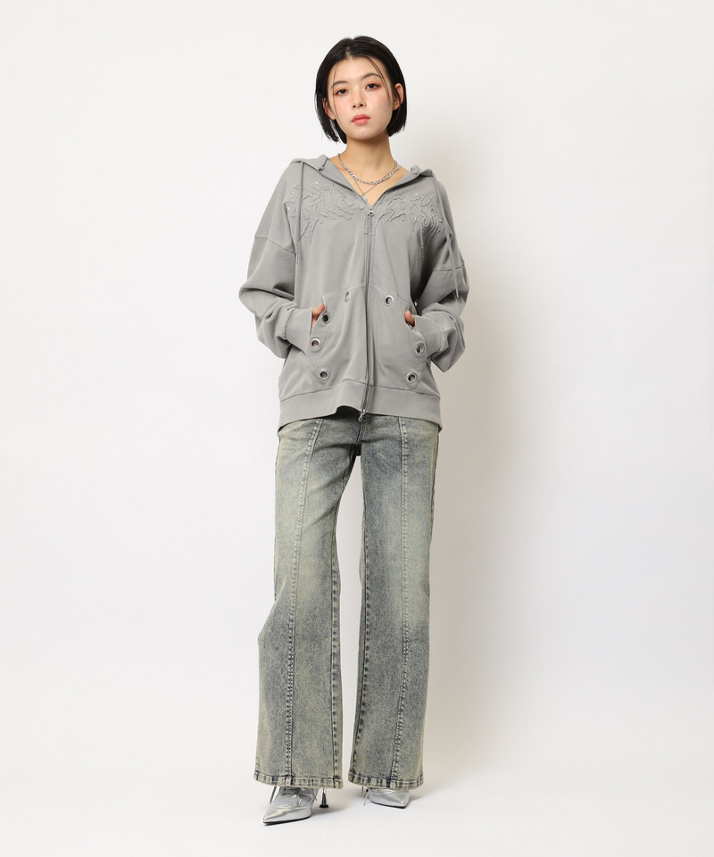 アイレットクラッシュロゴオーバーパーカー 詳細画像 グレー 24