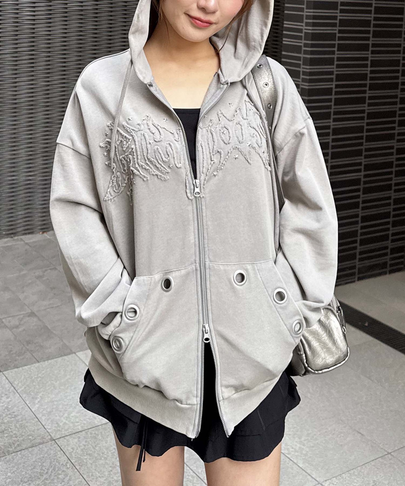 アイレットクラッシュロゴオーバーパーカー 詳細画像 グレー 6