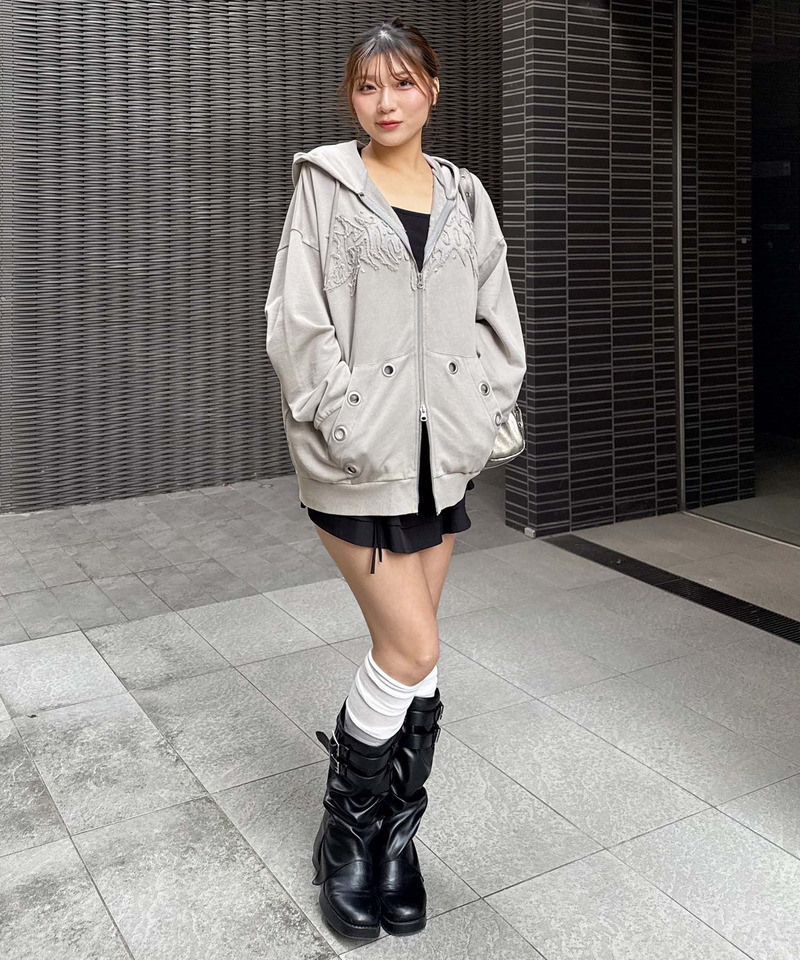 アイレットクラッシュロゴオーバーパーカー 詳細画像 グレー 7