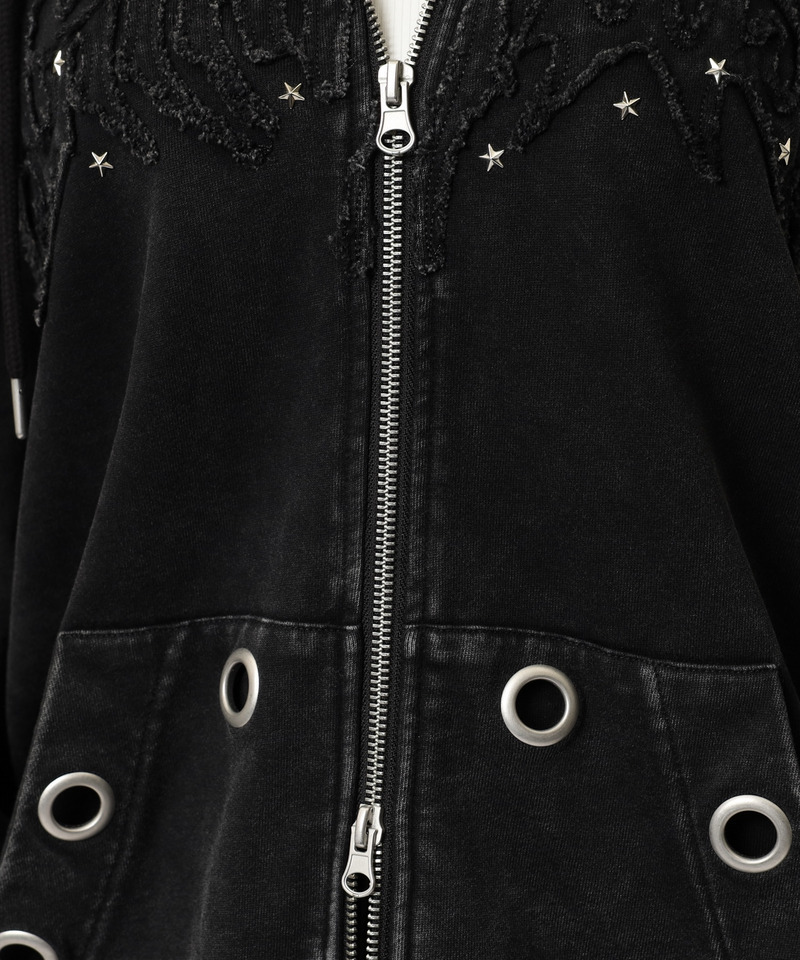 アイレットクラッシュロゴオーバーパーカー 詳細画像 ブラック 25