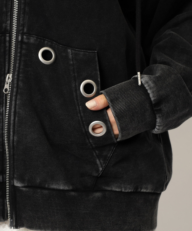 アイレットクラッシュロゴオーバーパーカー 詳細画像 ブラック 26