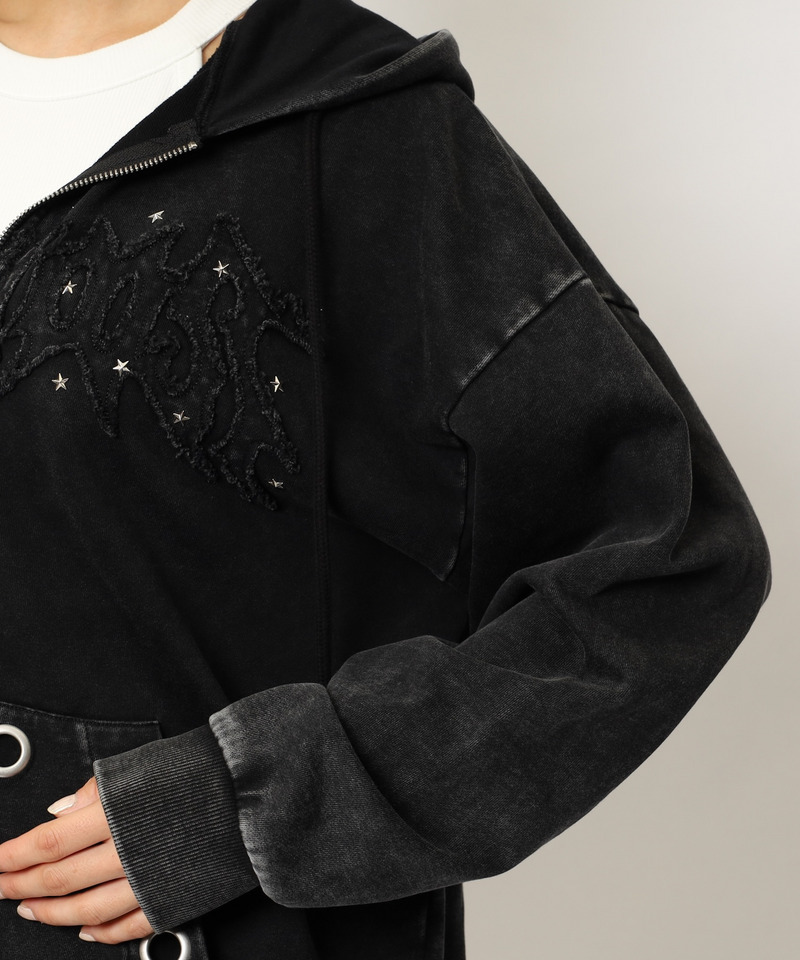 アイレットクラッシュロゴオーバーパーカー 詳細画像 ブラック 27