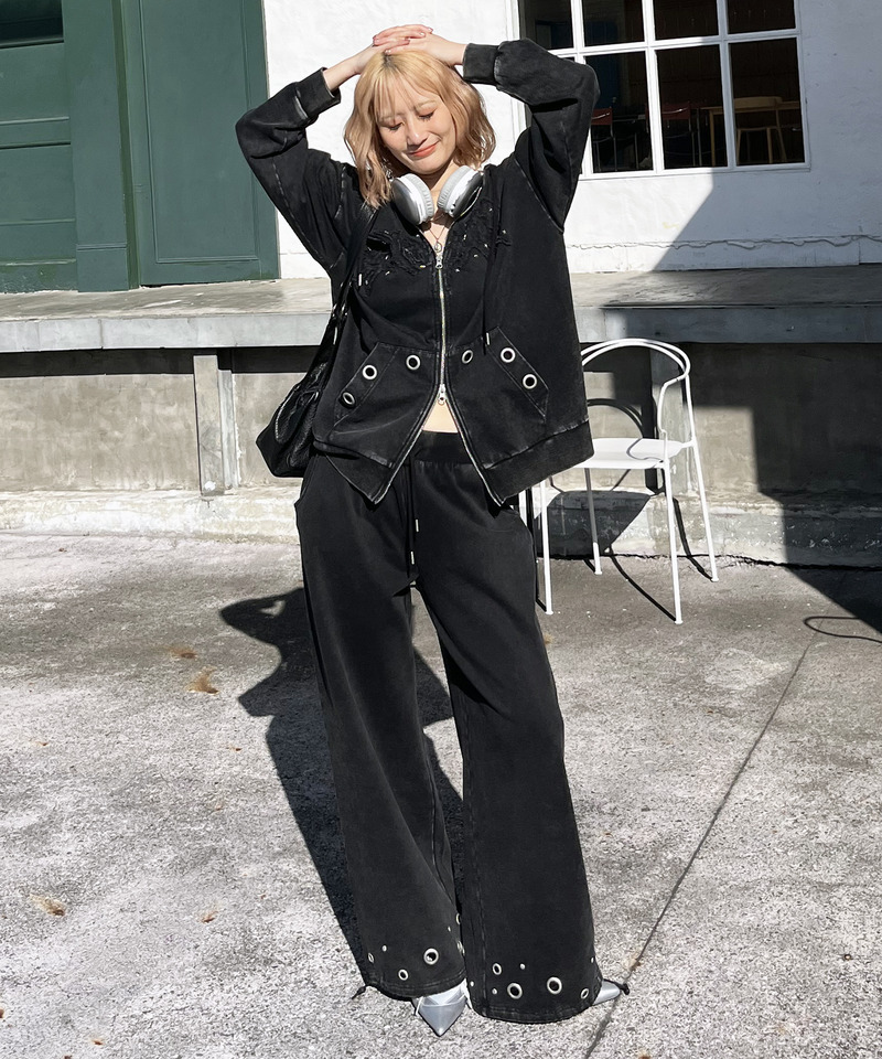 アイレットクラッシュロゴオーバーパーカー 詳細画像 ブラック 4