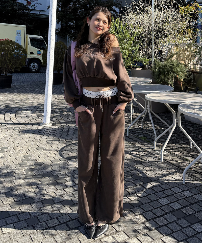 ロゴ刺しゅうワンショルダートップス 詳細画像 ブラウン 22