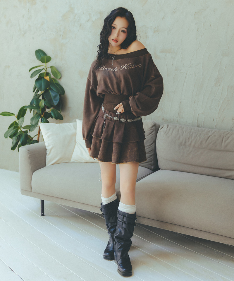 ロゴ刺しゅうワンショルダートップス 詳細画像 ブラウン 5