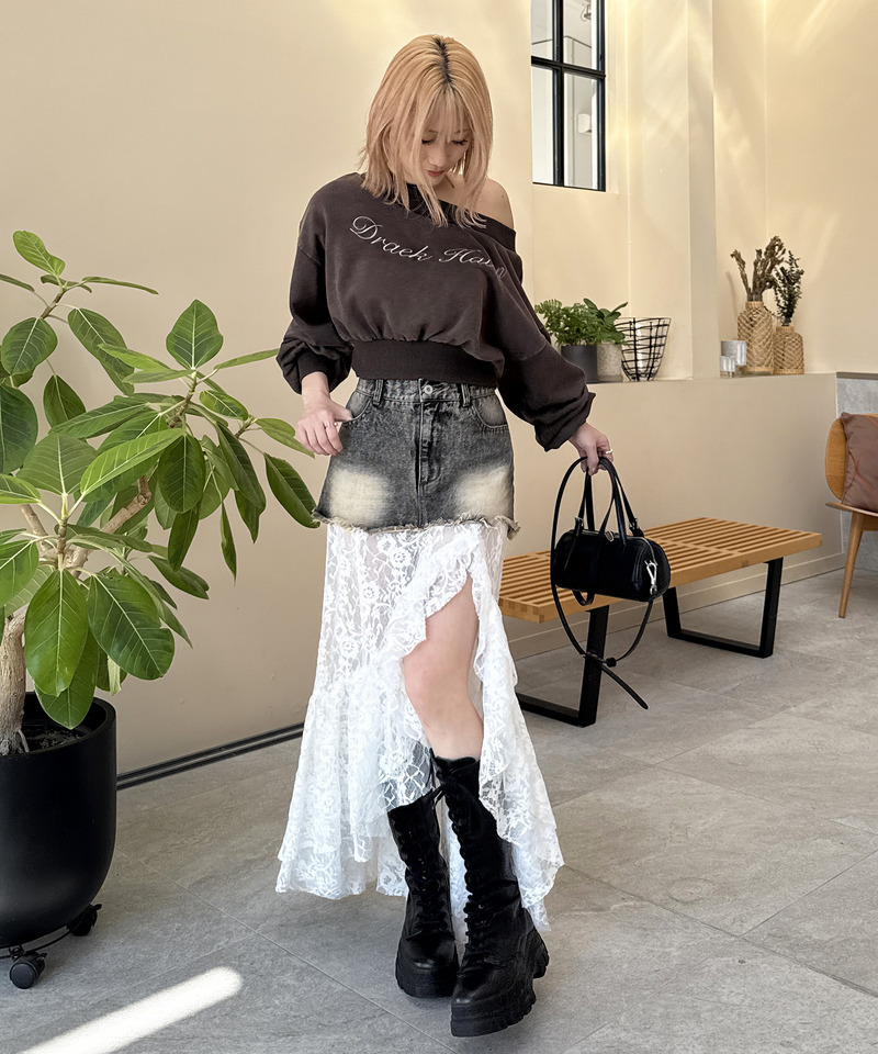 ロゴ刺しゅうワンショルダートップス 詳細画像 ブラウン 7