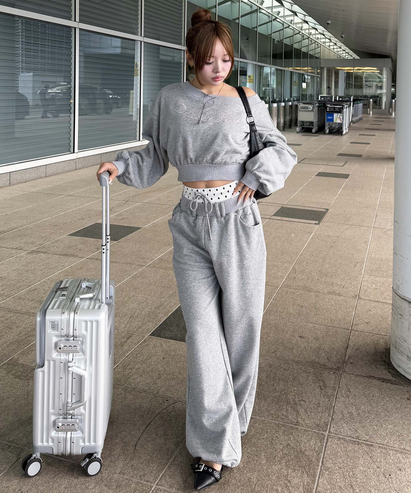 ロゴ刺しゅうワンショルダートップス 詳細画像 グレー 19