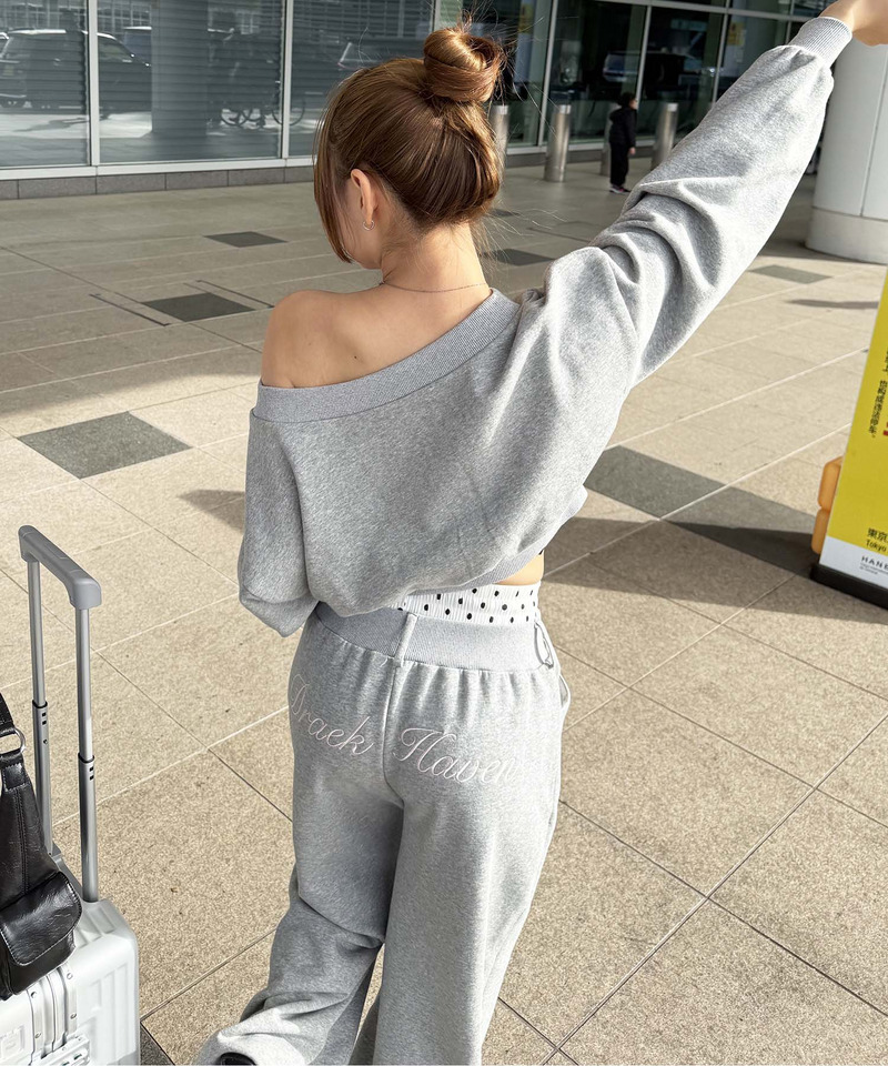 ロゴ刺しゅうワンショルダートップス 詳細画像 グレー 21