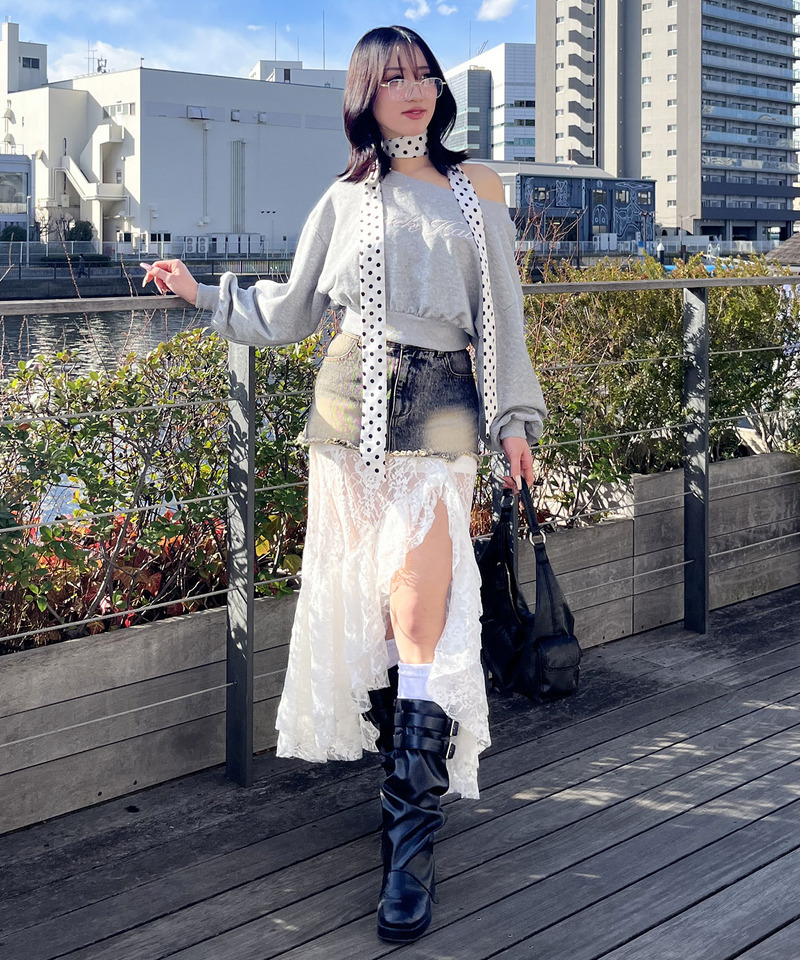 ロゴ刺しゅうワンショルダートップス 詳細画像 グレー 25