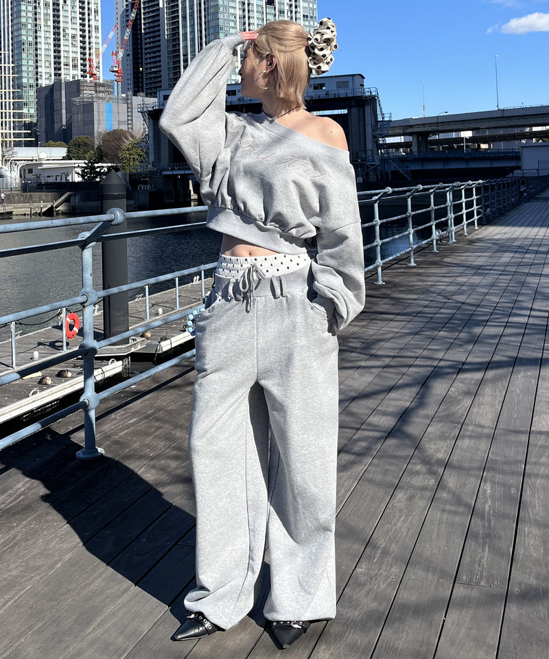 ロゴ刺しゅうワンショルダートップス 詳細画像 グレー 26