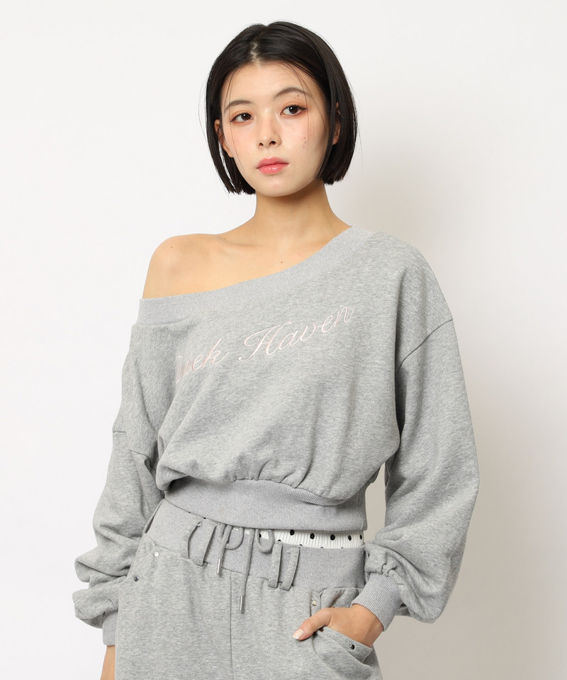 ロゴ刺しゅうワンショルダートップス 詳細画像 グレー 28