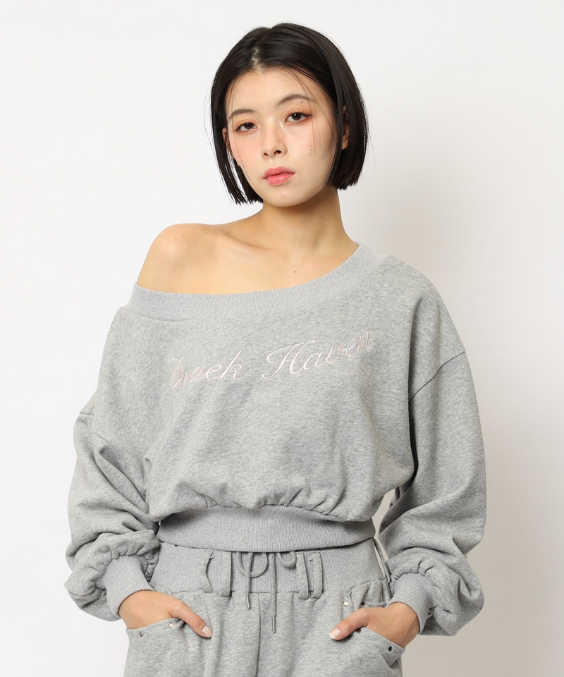 ロゴ刺しゅうワンショルダートップス 詳細画像 グレー 29