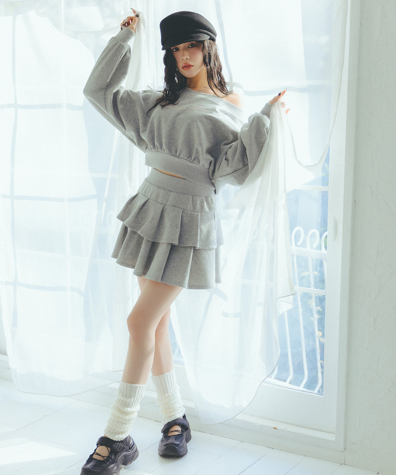 ロゴ刺しゅうワンショルダートップス 詳細画像 グレー 3