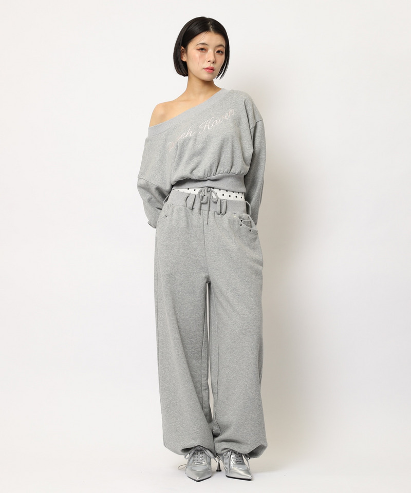 ロゴ刺しゅうワンショルダートップス 詳細画像 グレー 30