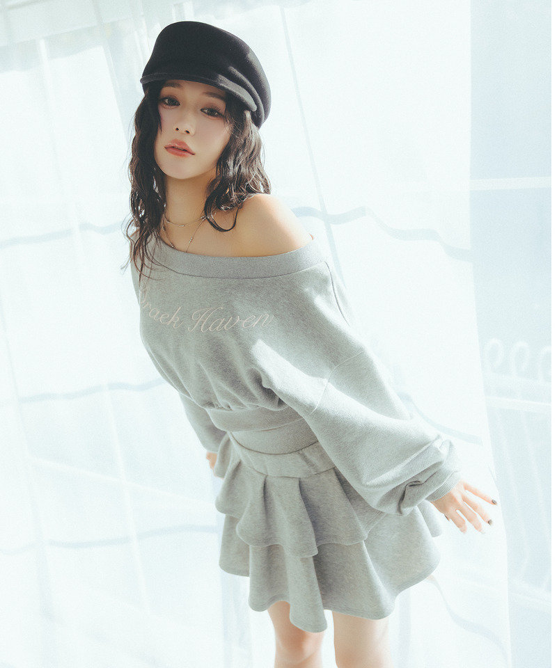 ロゴ刺しゅうワンショルダートップス 詳細画像 グレー 4