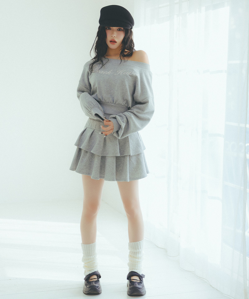 ロゴ刺しゅうワンショルダートップス 詳細画像 グレー 5