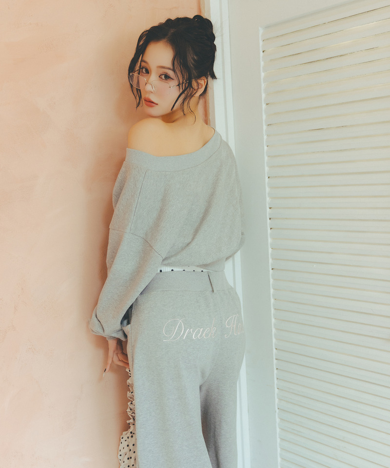 ロゴ刺しゅうワンショルダートップス 詳細画像 グレー 8