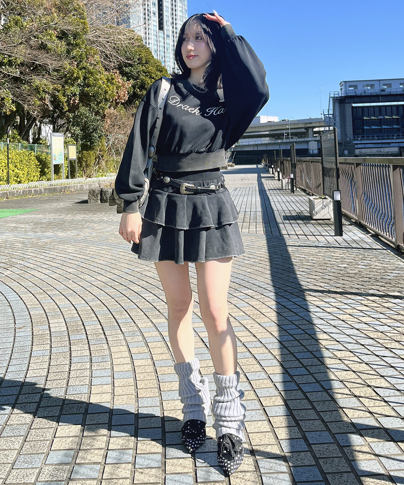 ロゴ刺しゅうワンショルダートップス 詳細画像 ブラック 14