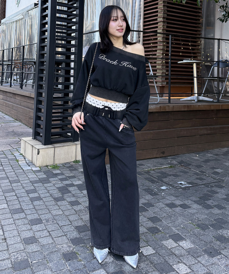 ロゴ刺しゅうワンショルダートップス 詳細画像 ブラック 16