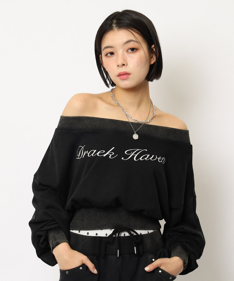 ロゴ刺しゅうワンショルダートップス 詳細画像 ブラック 20