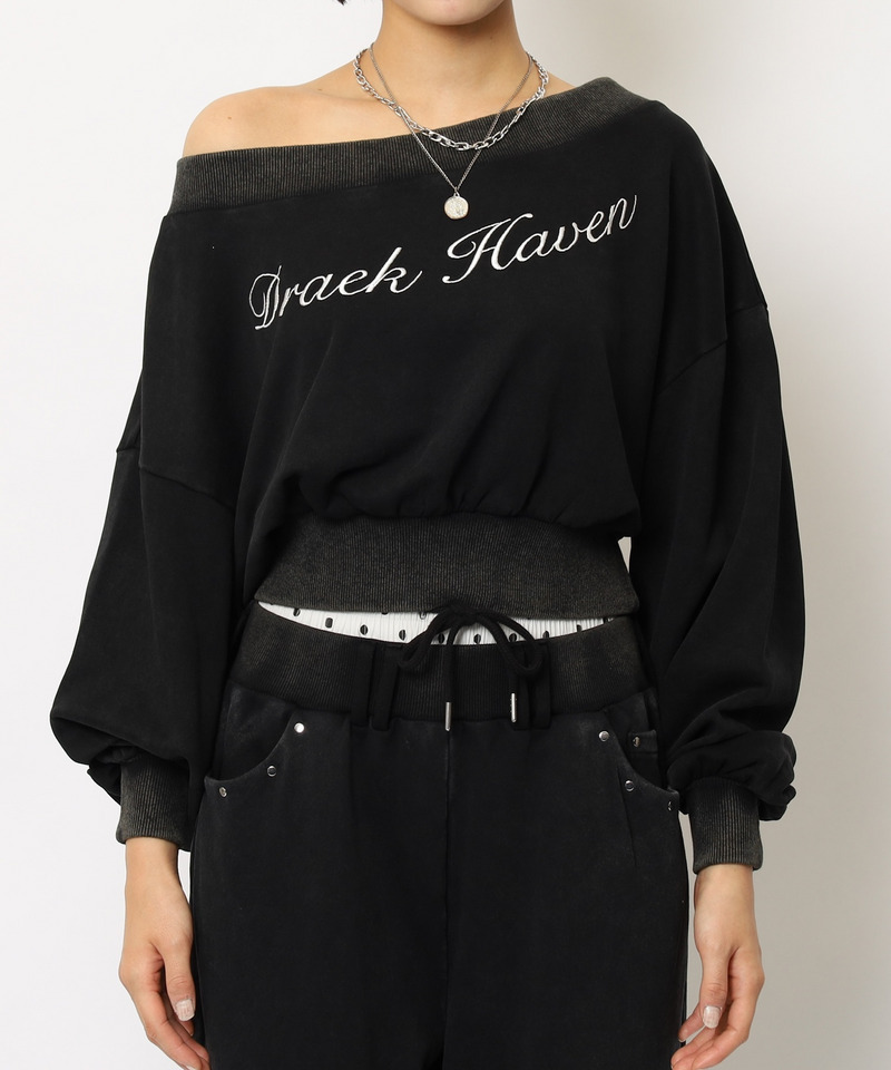 ロゴ刺しゅうワンショルダートップス 詳細画像 ブラック 22