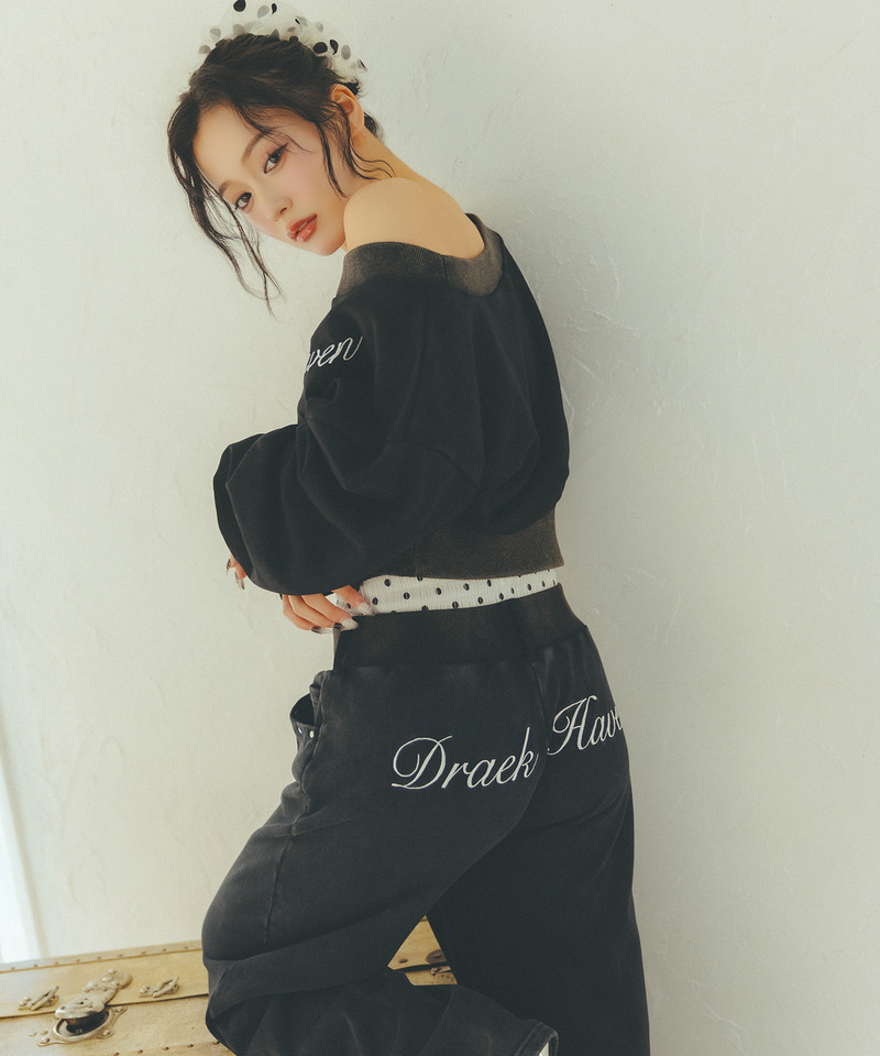 ロゴ刺しゅうワンショルダートップス 詳細画像 ブラック 5