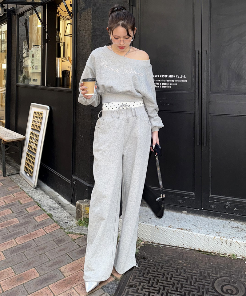 ウエストデザインバックロゴ刺しゅうパンツ 詳細画像 グレー 12