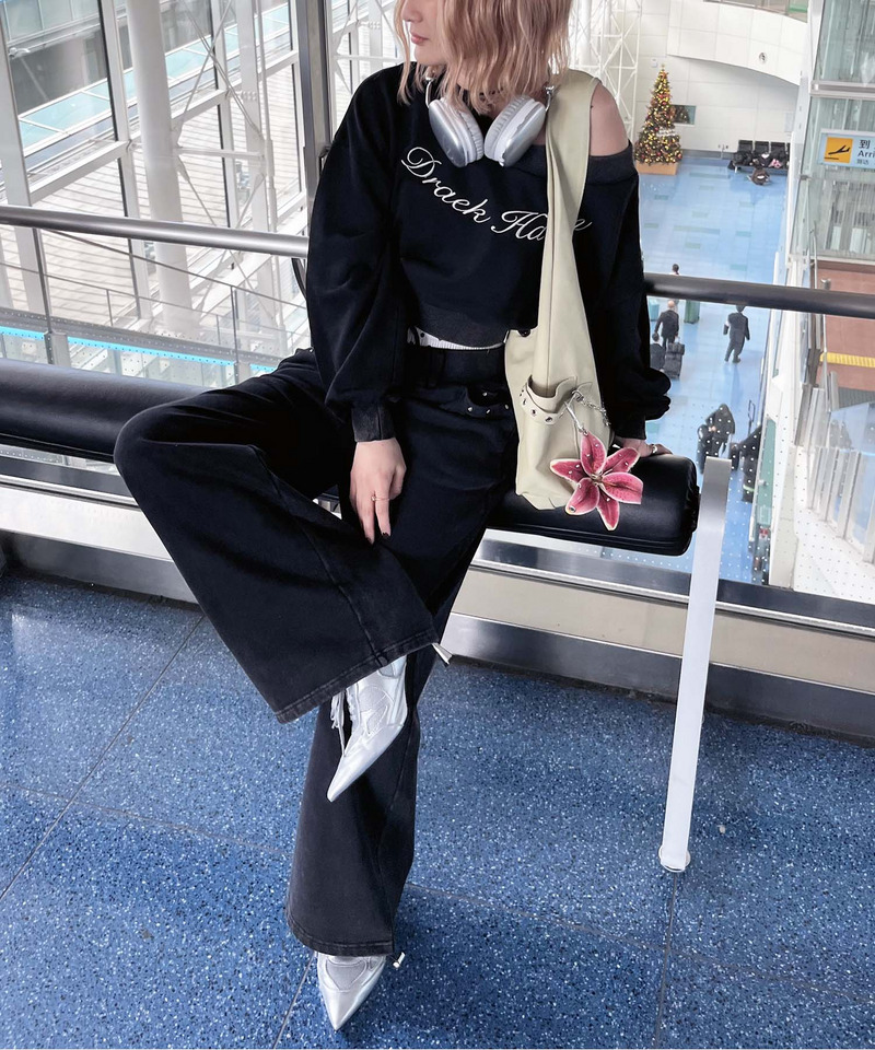 ウエストデザインバックロゴ刺しゅうパンツ 詳細画像 ブラック 14