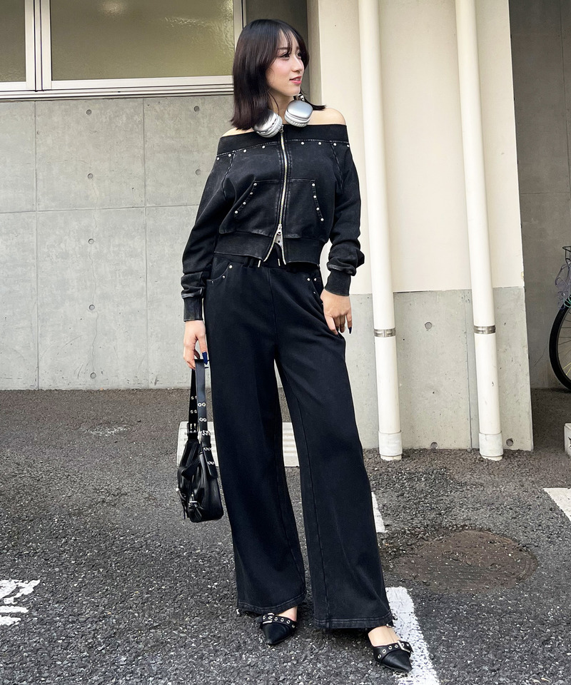 ウエストデザインバックロゴ刺しゅうパンツ 詳細画像 ブラック 16