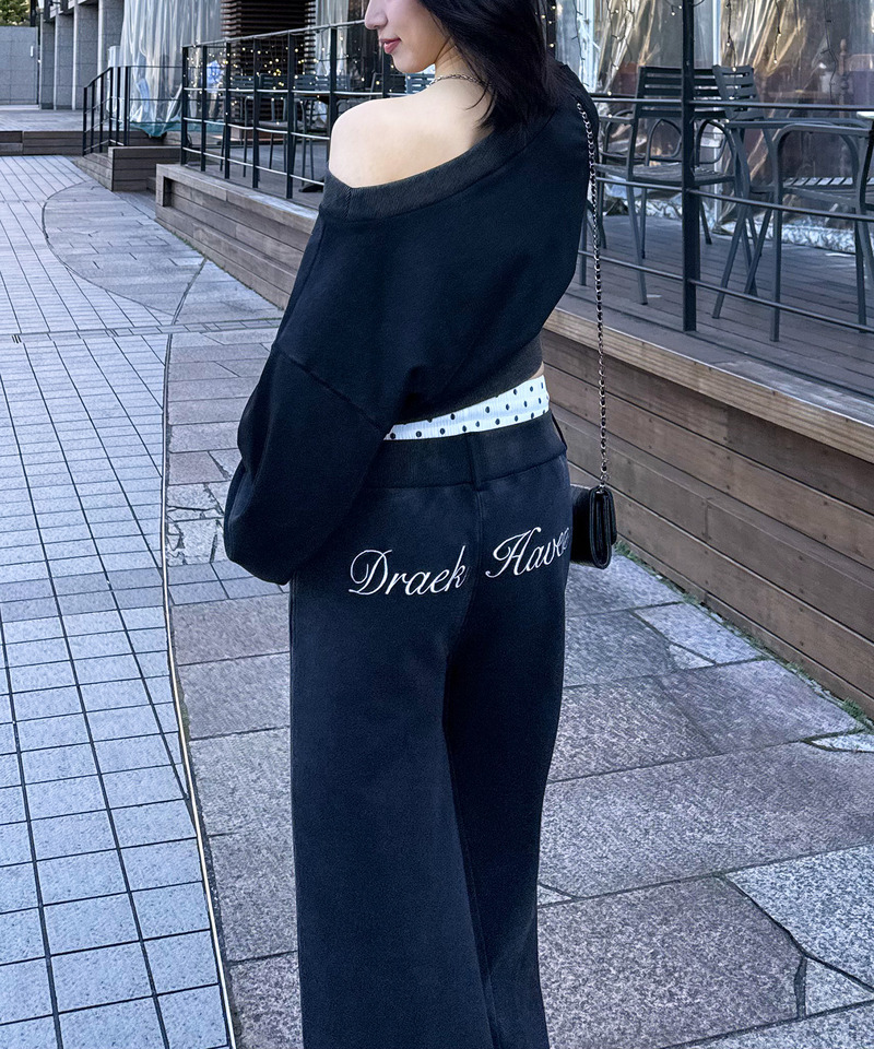 ウエストデザインバックロゴ刺しゅうパンツ 詳細画像 ブラック 18