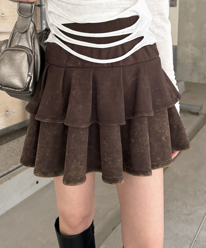 ティアードミニスカート 詳細画像 ブラウン 2