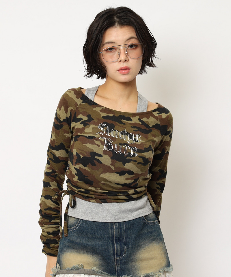 ラインストーンロゴアンサンブルトップス 詳細画像 カーキ系 8