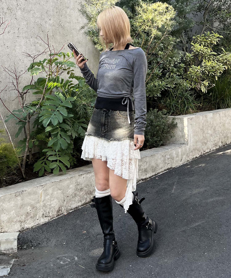 ラインストーンロゴアンサンブルトップス 詳細画像 グレー系 11