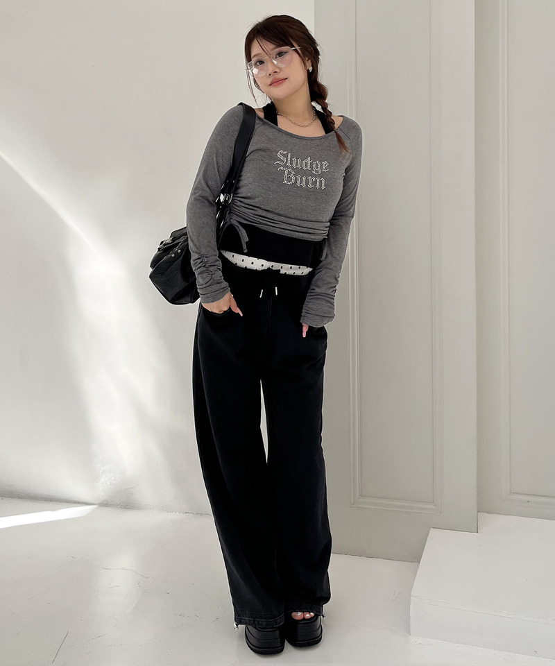 ラインストーンロゴアンサンブルトップス 詳細画像 グレー系 6