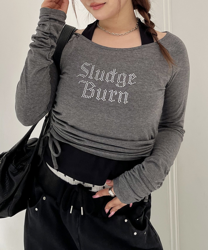 ラインストーンロゴアンサンブルトップス 詳細画像 グレー系 8