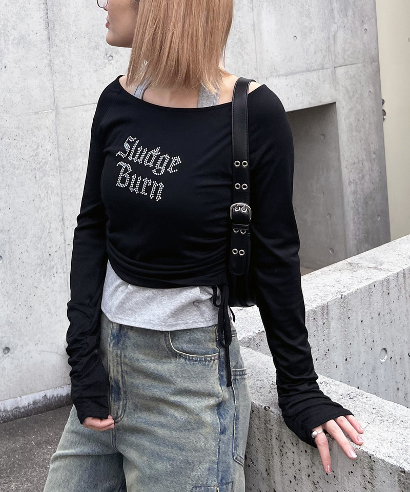 ラインストーンロゴアンサンブルトップス 詳細画像 ブラック系 5