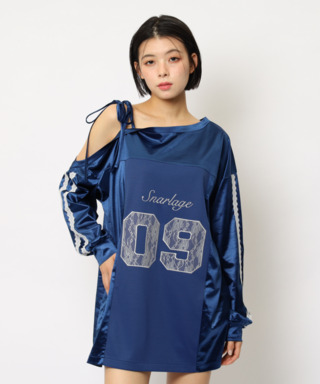 ワンショルダーナンバリングレーストップス