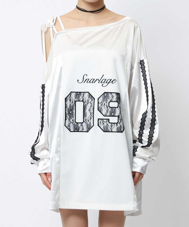 ワンショルダーナンバリングレーストップス 詳細画像 ホワイト 11