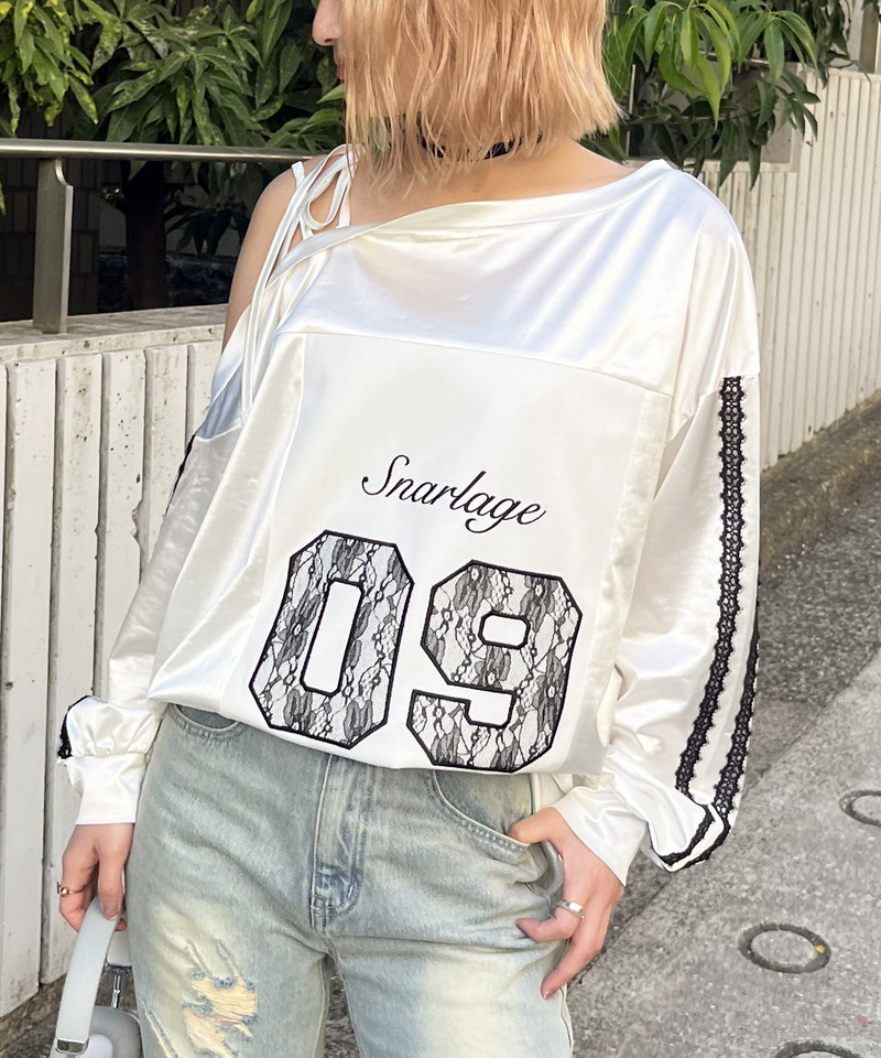 ワンショルダーナンバリングレーストップス 詳細画像 ホワイト 18