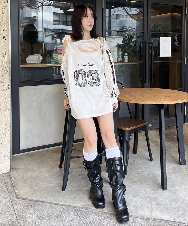 ワンショルダーナンバリングレーストップス 詳細画像 ホワイト 20