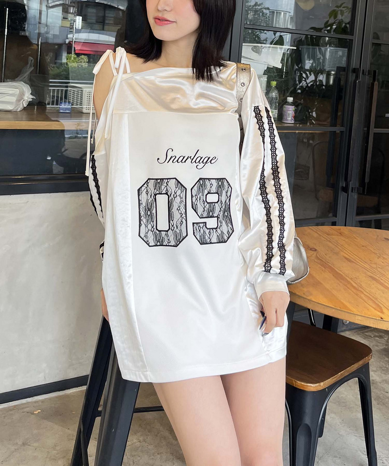 ワンショルダーナンバリングレーストップス 詳細画像 ホワイト 21