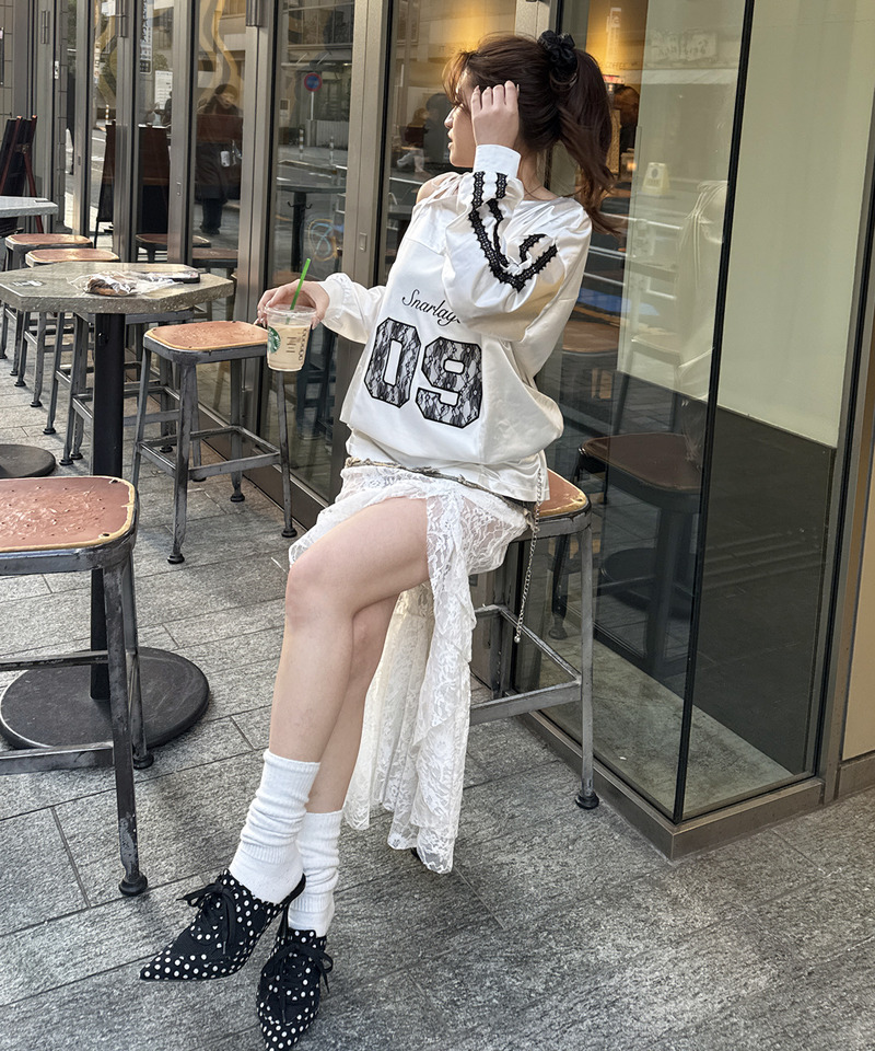 ワンショルダーナンバリングレーストップス 詳細画像 ホワイト 22