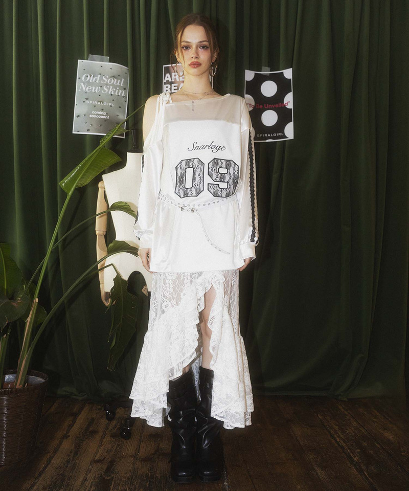 ワンショルダーナンバリングレーストップス 詳細画像 ホワイト 4