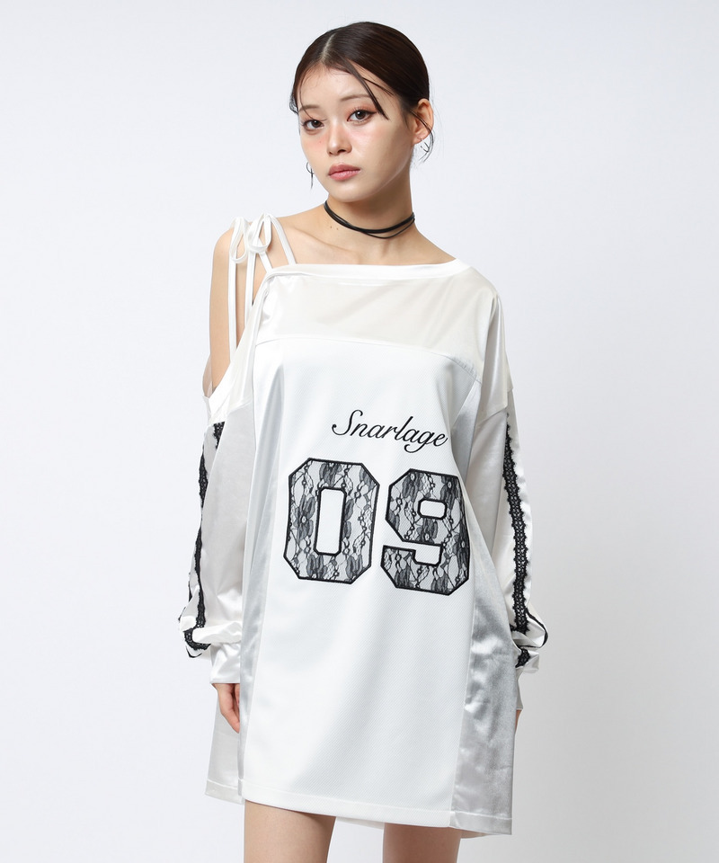 ワンショルダーナンバリングレーストップス 詳細画像 ホワイト 5